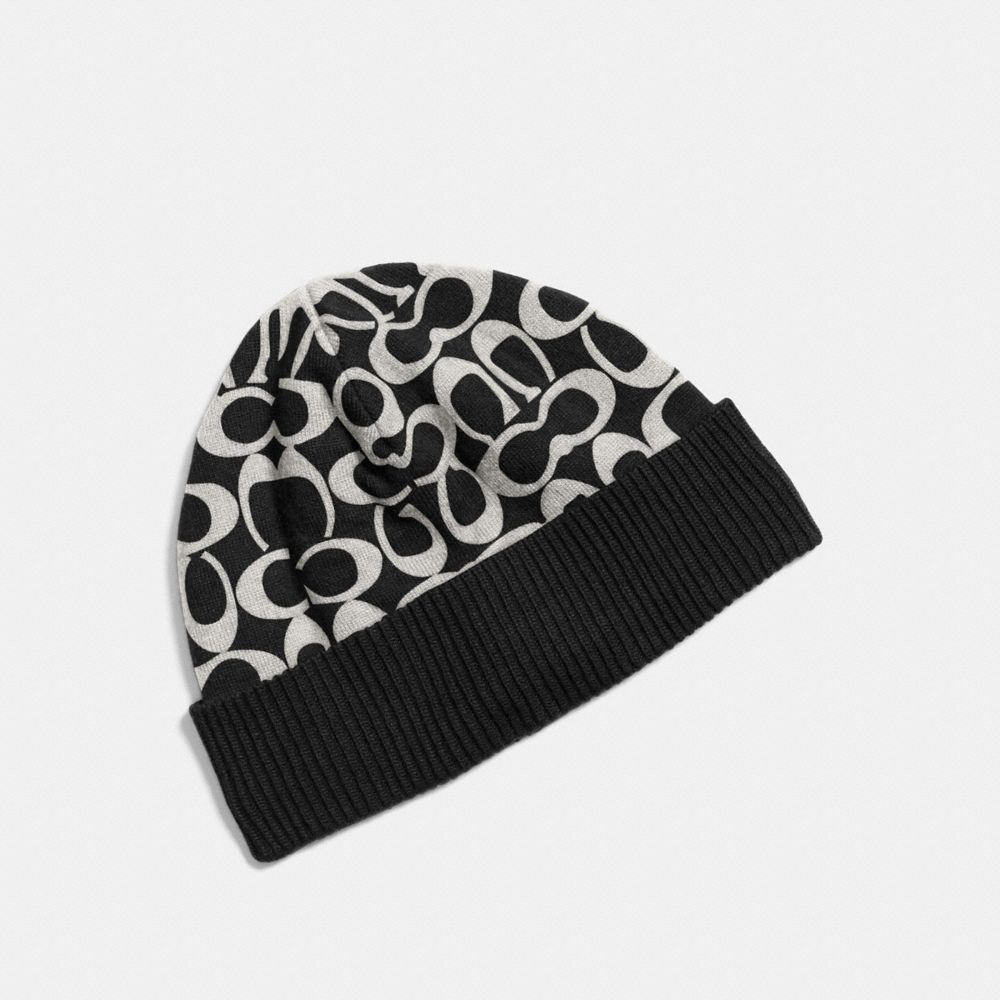 LOGO KNIT HAT - COACH f86024 - BLACK PALE GREY