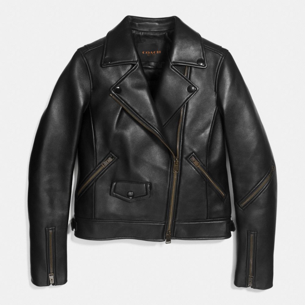 MOTO JACKET;BLACK;MEDIUM - COACH f86044 - BLACK