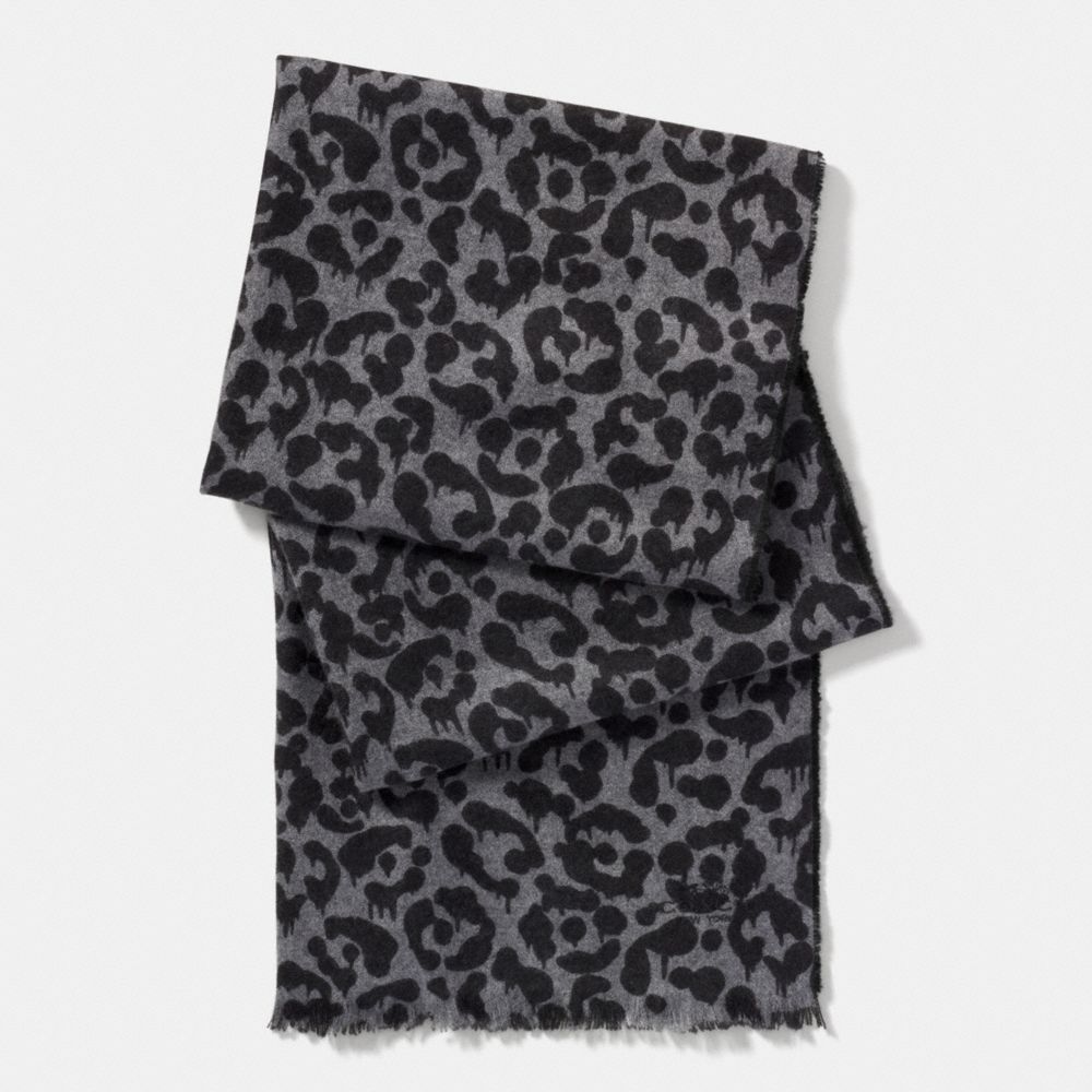 BI-COLOR WILD BEAST SCARF - COACH f86078 - GRAY/BLACK