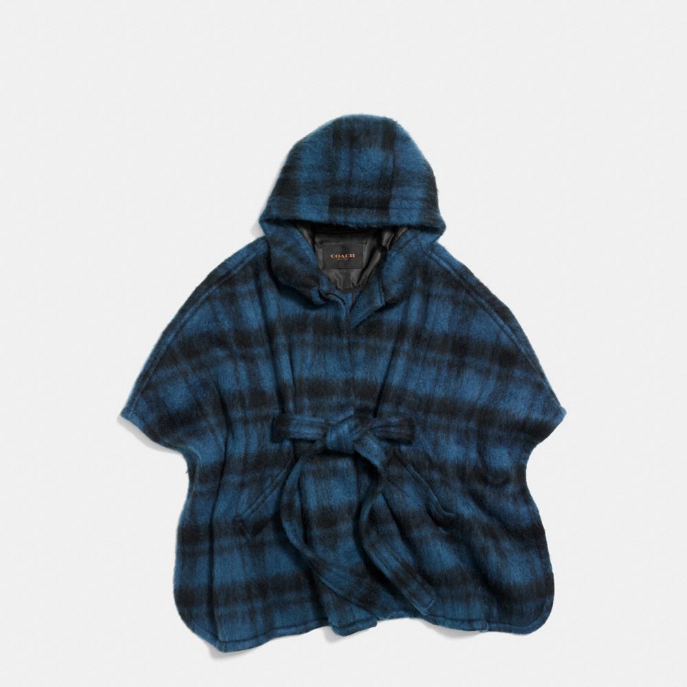 PLAID CAPE - COACH f86266 - DARK SLATE