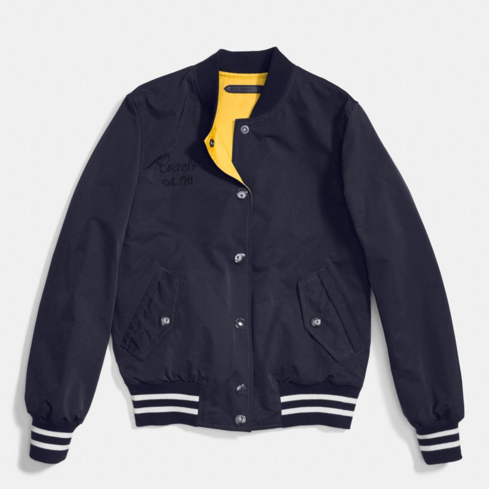 REVERSIBLE VARSITY JACKET - COACH f86463 - MID NAVY/SUNFLOWER