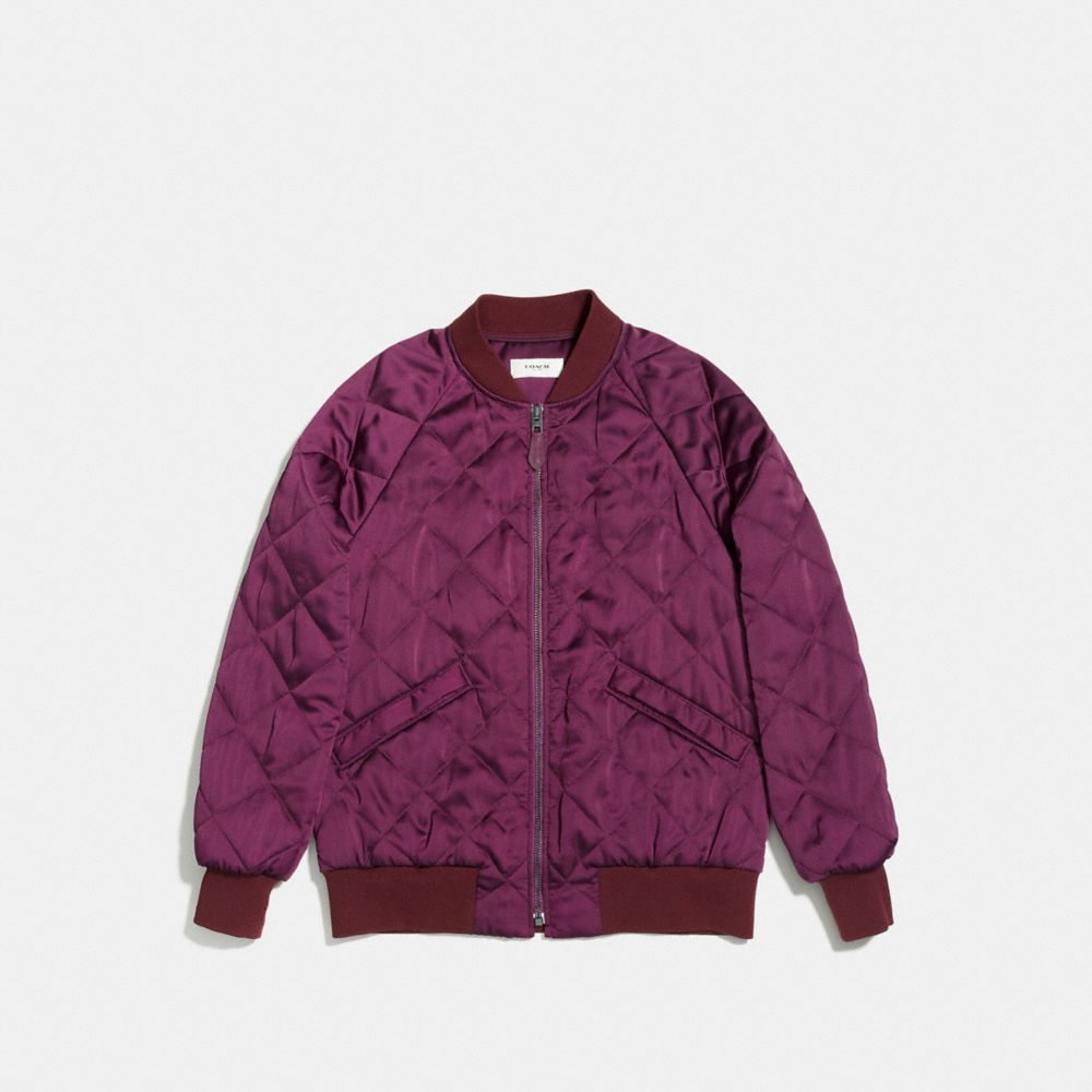 QUILTED BOMBER JACKET - COACH f86472 - WINE