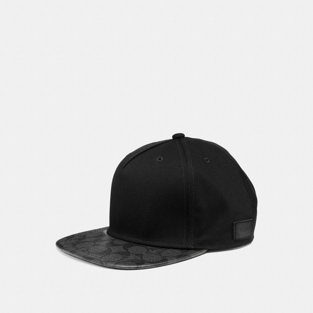 FLAT BRIM HAT IN SIGNATURE - COACH f86476 - CHARCOAL/BLACK