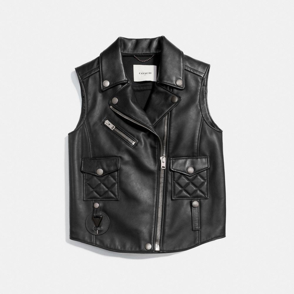 APPLIQUE BIKER VEST - COACH f86647 - BLACK