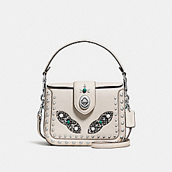 COACH PAGE CROSSBODY WITH WESTERN RIVETS AND SNAKESKIN DETAIL - SILVER/CHALK - F86731