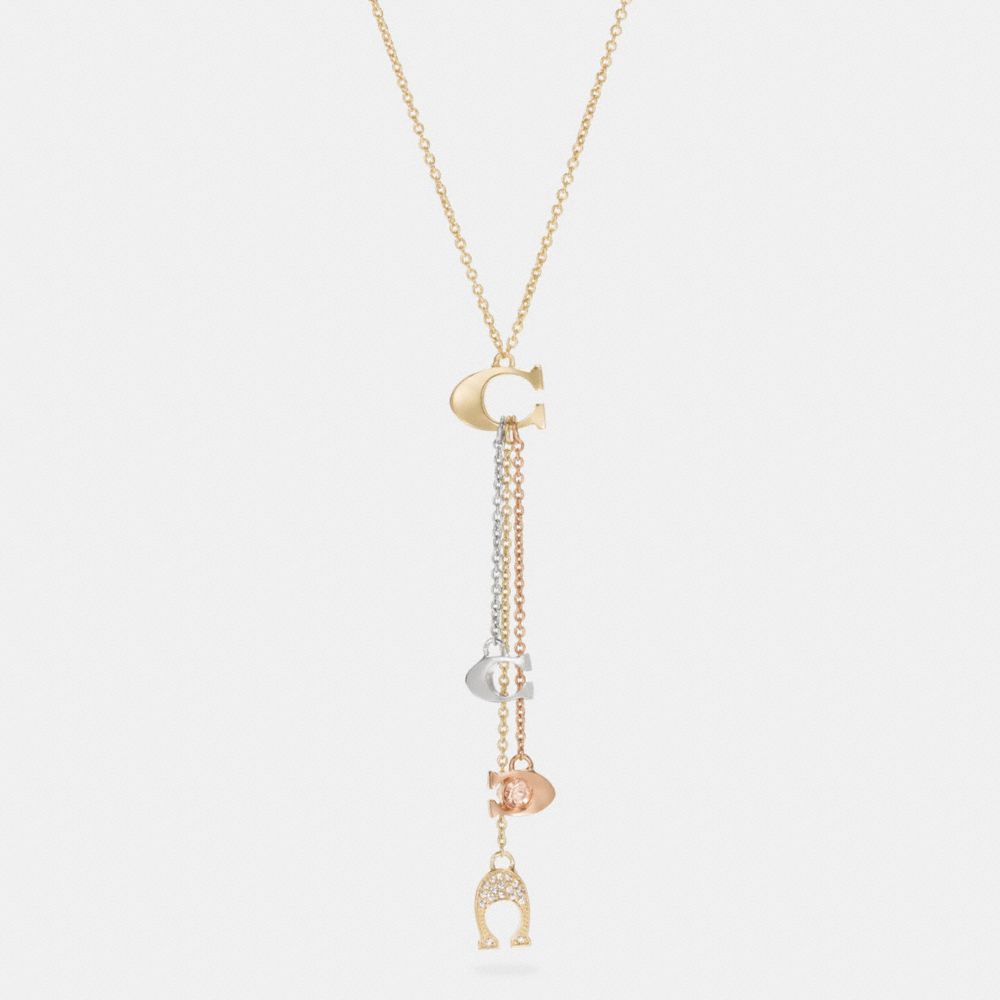 SIGNATURE C STONE LARIAT NECKLACE - COACH f86780 - GOLD/SILVER  ROSEGOLD