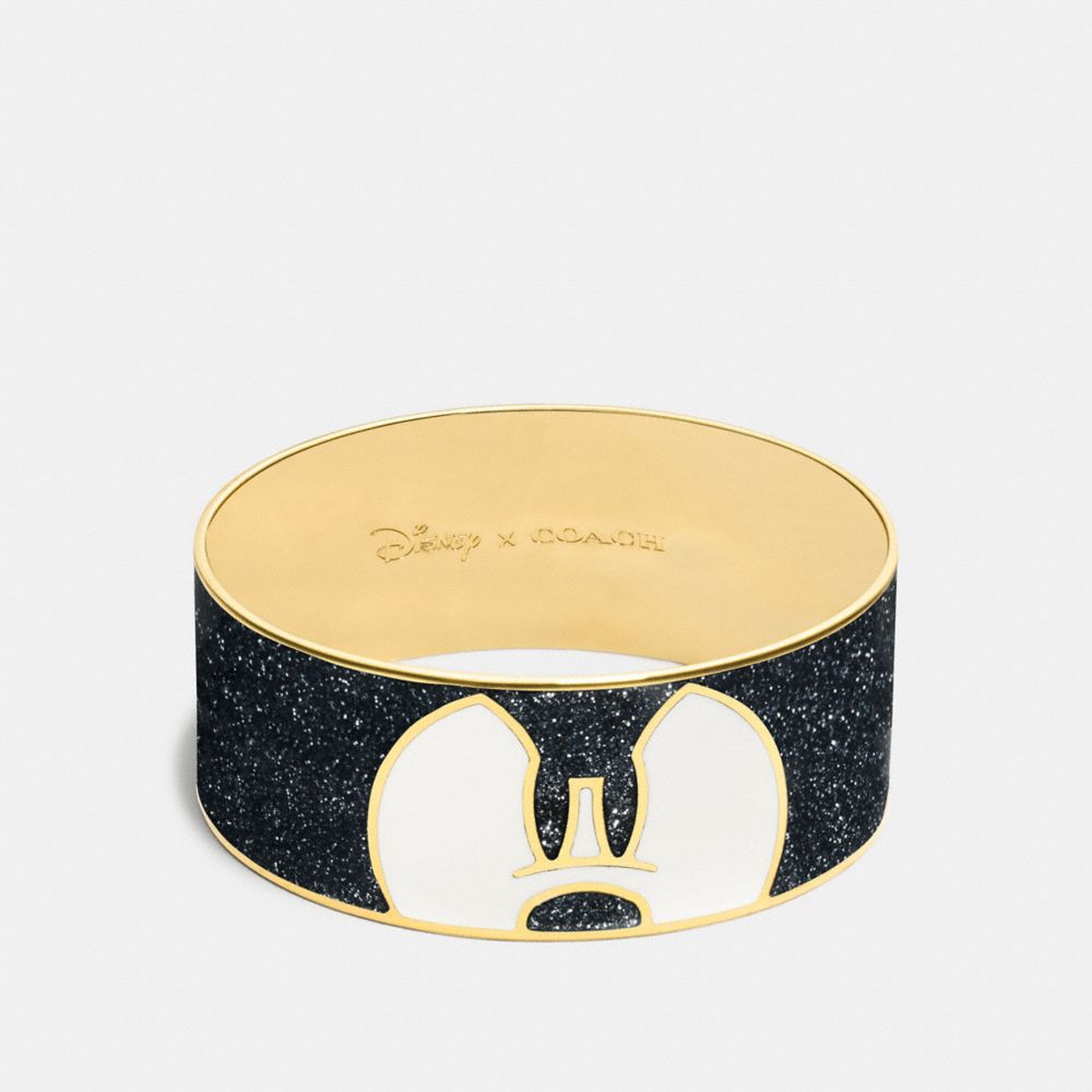 MICKEY PONDEROUS ENAMEL BANGLE - COACH f86789 - GOLD/BLACK