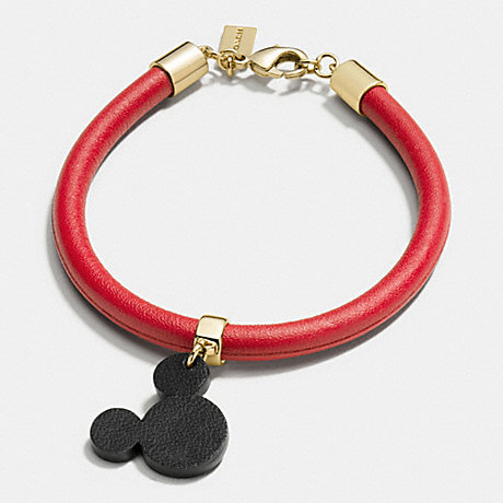 COACH MICKEY EARS LEATHER CHARM BRACELET - GOLD/RED - f86793