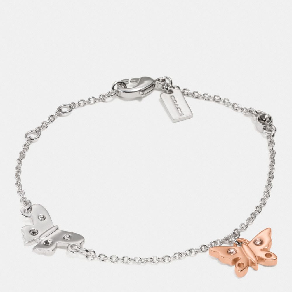 BUTTERFLY CHARM BRACELET - COACH f86795 - SILVER/ROSEGOLD