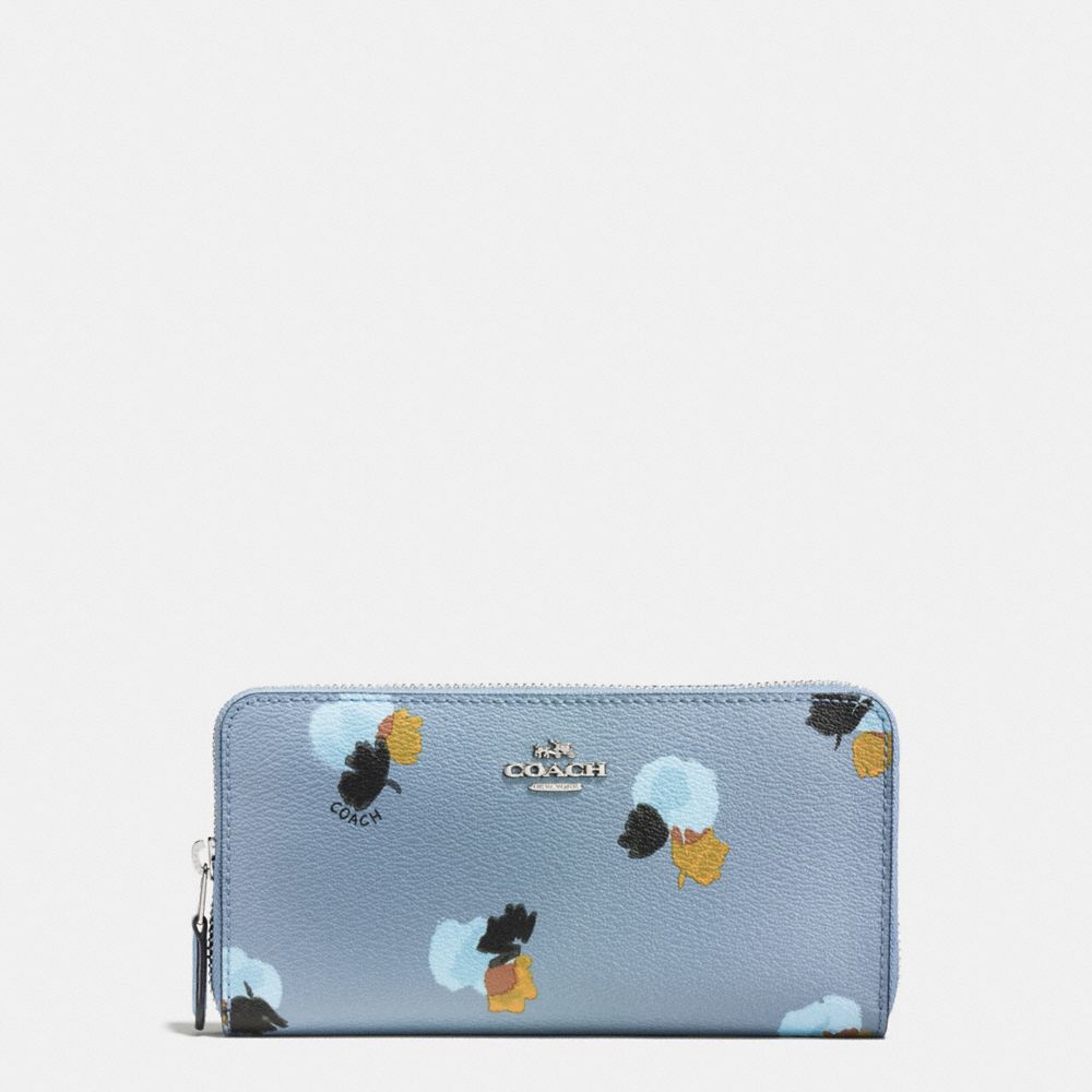 ACCORDION ZIP WALLET IN FIELD FLORA PRINT COATED CANVAS - COACH f86859 - SILVER/CORNFLOWER