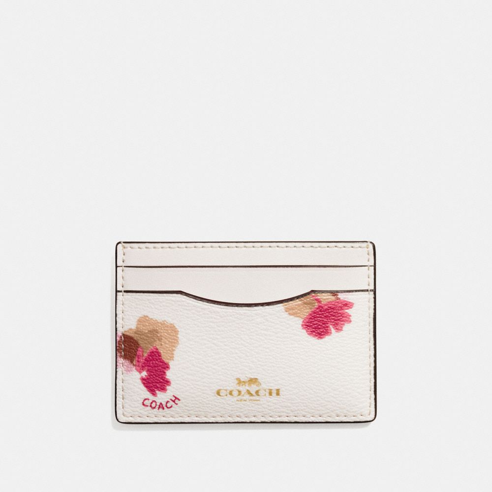 FLAT CARD CASE IN FIELD FLORA PRINT COATED CANVAS - COACH f86925 - IMITATION GOLD/CHALK MULTI