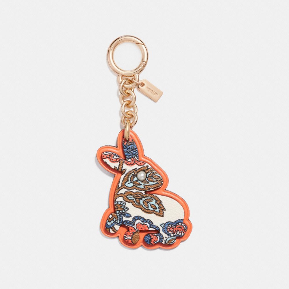 VARSITY BUNNY BAG CHARM - COACH f87115 - GOLD/PEACH