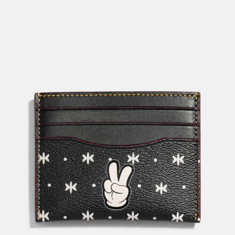 SLIM CARD CASE IN BANDANA PRINT WITH MICKEY - COACH f87132 - Black/Chalk Prairie Bandana