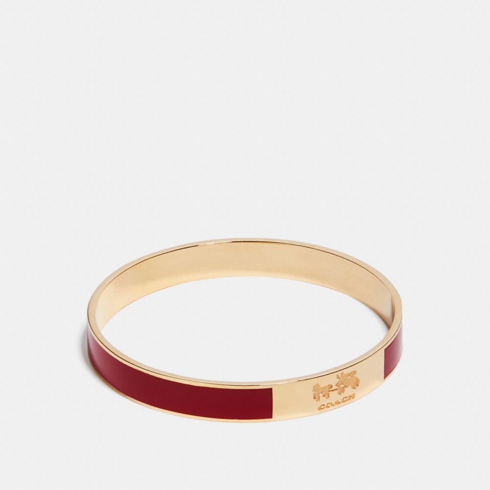 COACH PLAQUE ENAMEL BANGLE - COACH f90334 - LIGHT GOLD/RED  CURRANT