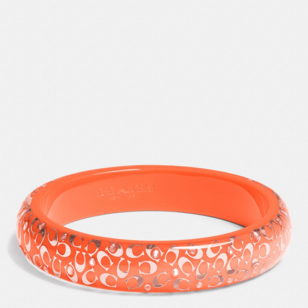 C.O.A.C.H. SLIM RESIN BANGLE - COACH f90340 - SILVER/NEON ORANGE