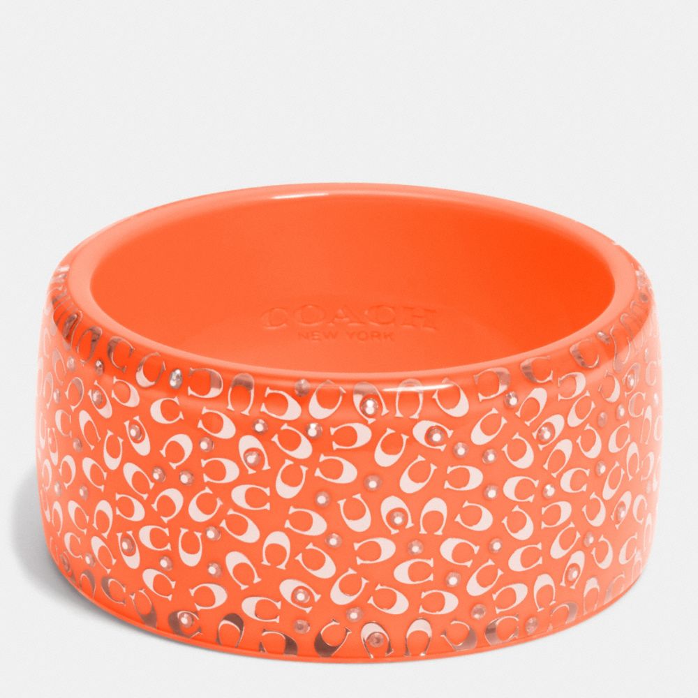 C.O.A.C.H. WIDE RESIN BANGLE - COACH f90341 - SILVER/NEON ORANGE