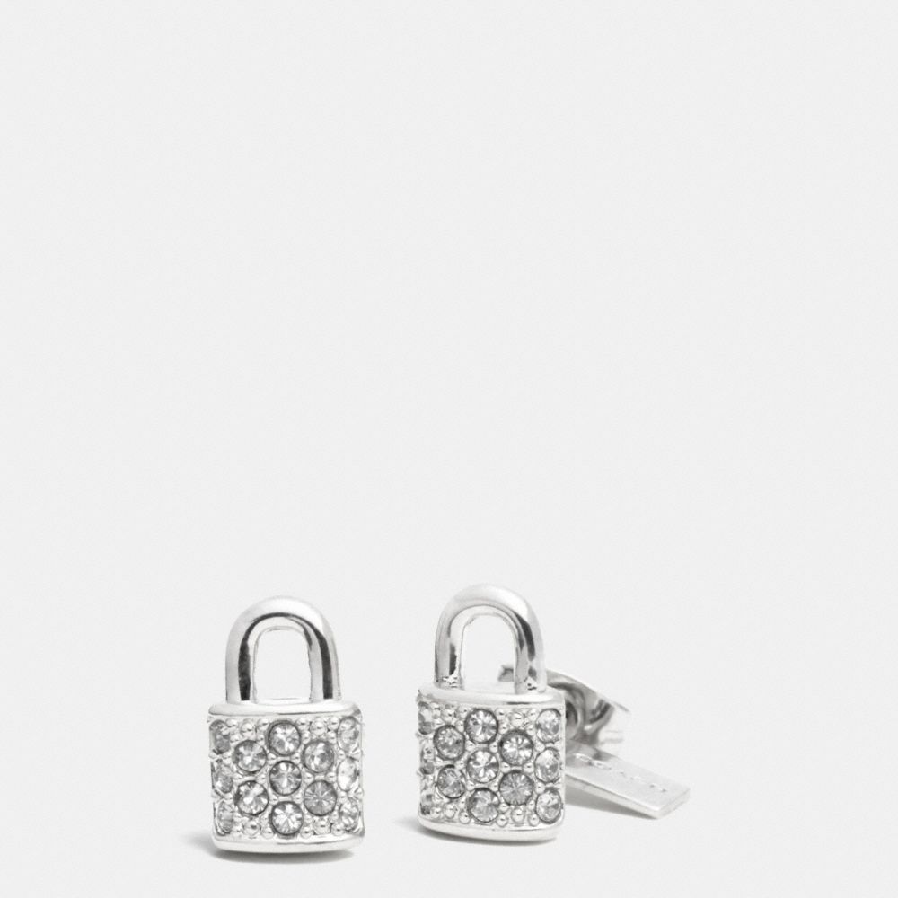 PAVE PADLOCK STUD EARRINGS - COACH f90343 - SILVER