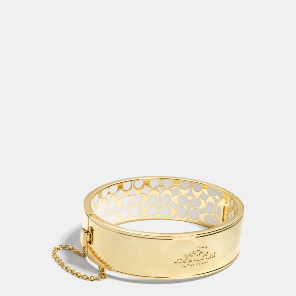 COACH METAL CHAIN HINGED BANGLE - COACH f90350 - GOLD/CHALK