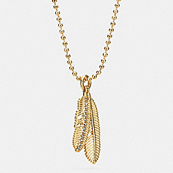 COACH PAVE MULTI FEATHER NECKLACE - GOLD - F90447