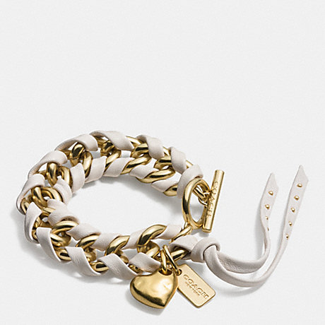 COACH LACED CURBCHAIN HEART TOGGLE BRACELET - GOLD/CHALK - f90458