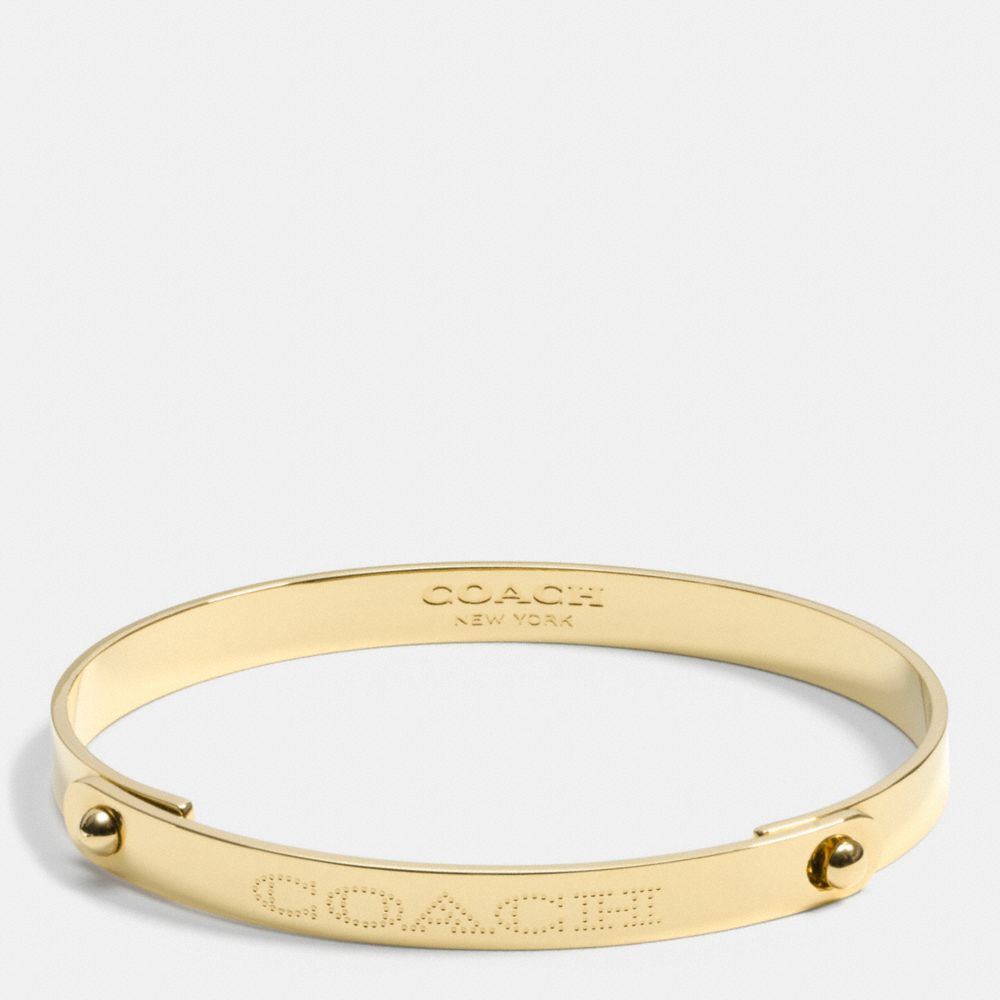 COACH METAL PLAQUE TENSION BANGLE - COACH f90486 - GOLD