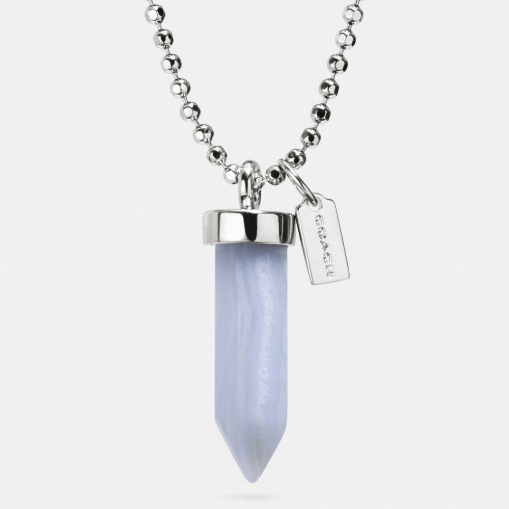 AMULET NECKLACE - COACH f90495 - SILVER/PALE BLUE