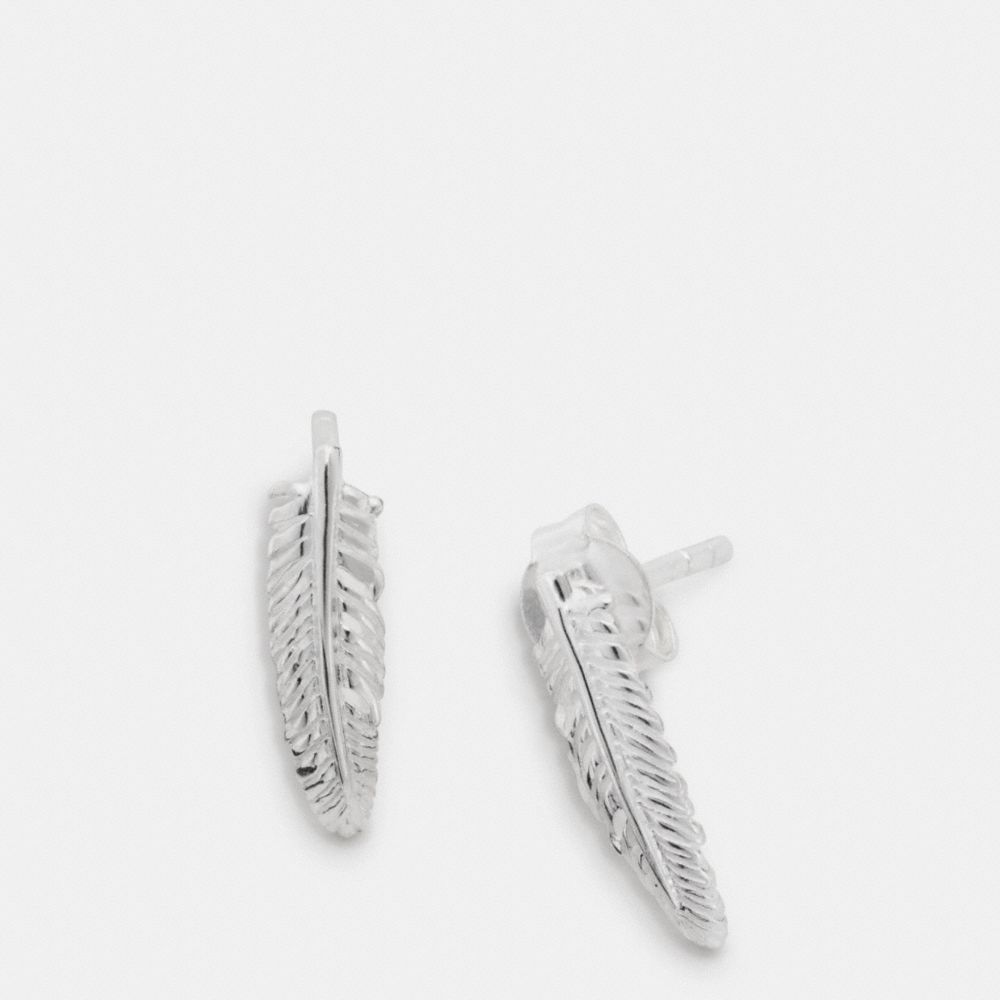 STERLING FEATHER STUD EARRINGS - COACH f90496 - SILVER/SILVER