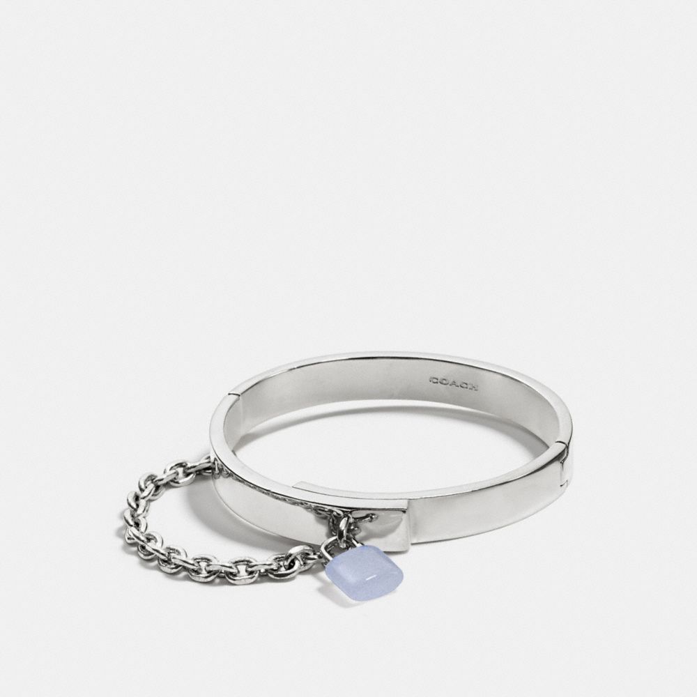 PADLOCK CHAIN HINGED BANGLE - COACH f90502 - SILVER/PALE BLUE