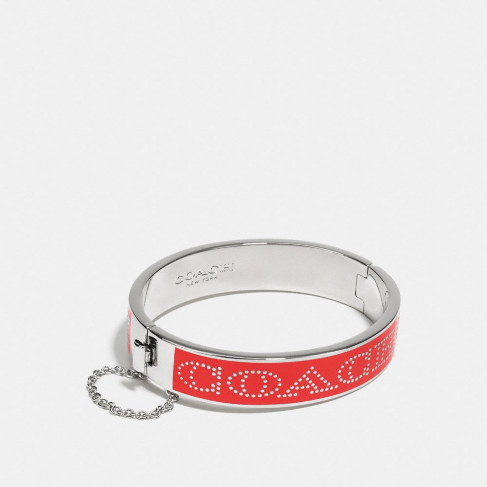 COACH HALF INCH HINGED ENAMEL BANGLE - COACH f90509 - SILVER/CARDINAL