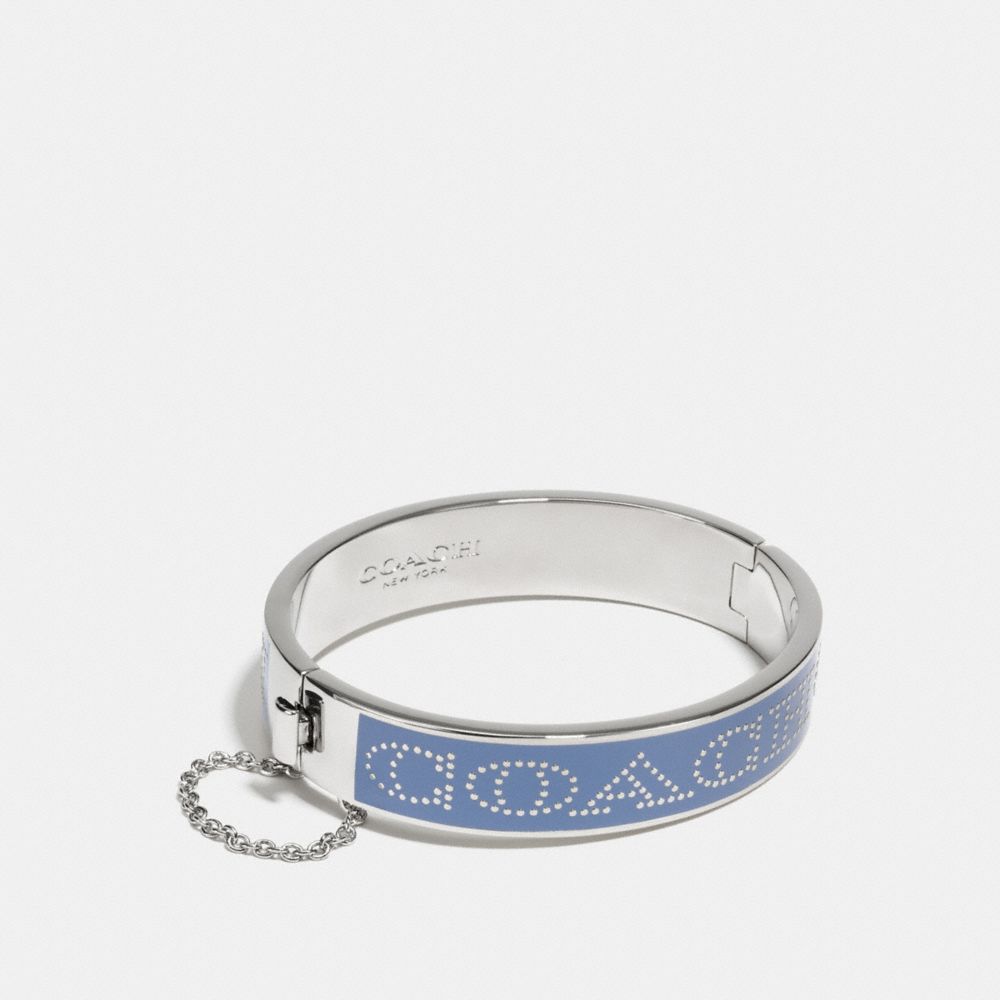 COACH HALF INCH HINGED ENAMEL BANGLE - COACH f90509 - SILVER/PALE  BLUE