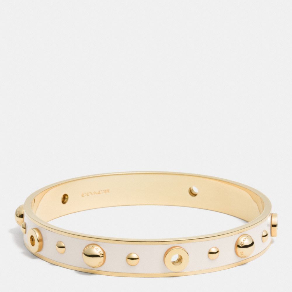 ENAMEL GROMMETS AND RIVETS BANGLE - COACH f90512 - GOLD/CHALK