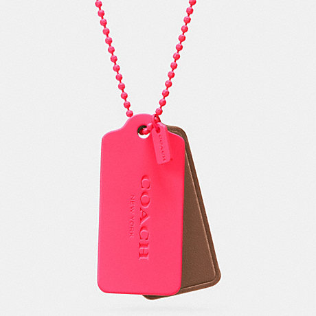 COACH C.O.A.C.H. NOVELTY HANGTAG NECKLACE - NEON PINK/SADDLE NEON PINK - f90550