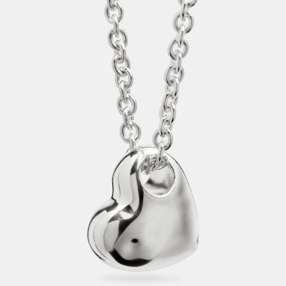 STERLING SCULPTED HEART NECKLACE - COACH f90566 - SILVER/SILVER