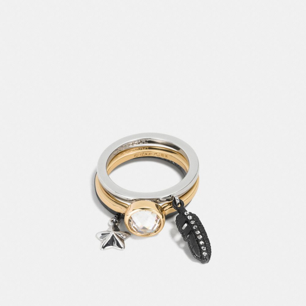 PAVE MULTI CHARM STACKABLE RING SET - COACH f90577 - MULTICOLOR