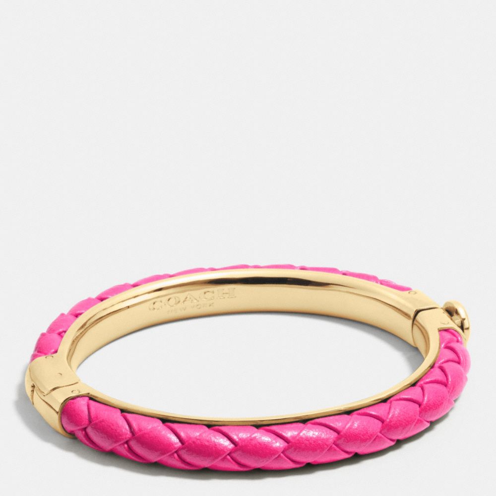 BRAIDED LEATHER HINGED BANGLE - COACH f90599 - GDBAJ