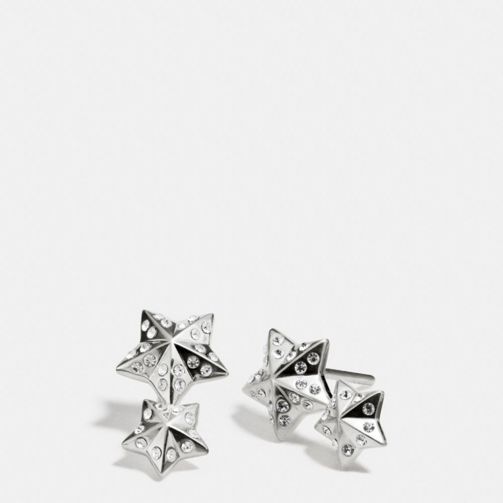 STERLING PAVE DOUBLE STARS STUD EARRING - COACH f90606 - SILVER/CLEAR