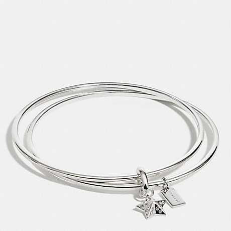 COACH STERLING PAVE STAR BANGLE SET - SILVER/CLEAR - f90609