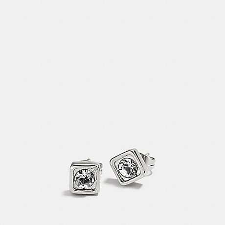 COACH COACH PAVE SQUARE STUD EARRINGS - SILVER/CLEAR - f90665