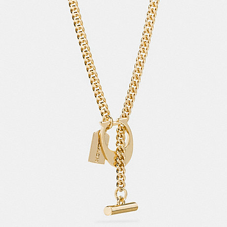 COACH BOXED SIGNATURE C TOGGLE NECKLACE - GOLD/GOLD - f90677