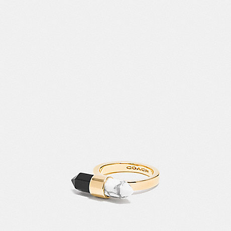 COACH TWO TONE AMULET RING - GOLD/BLACK/ CHALK - f90682