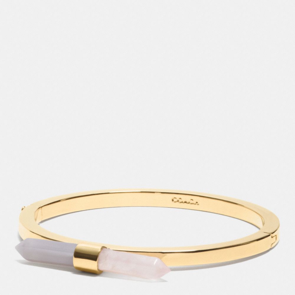 TWO TONE AMULET HINGED BANGLE - COACH f90687 - GOLD/STONE/ BLUSH