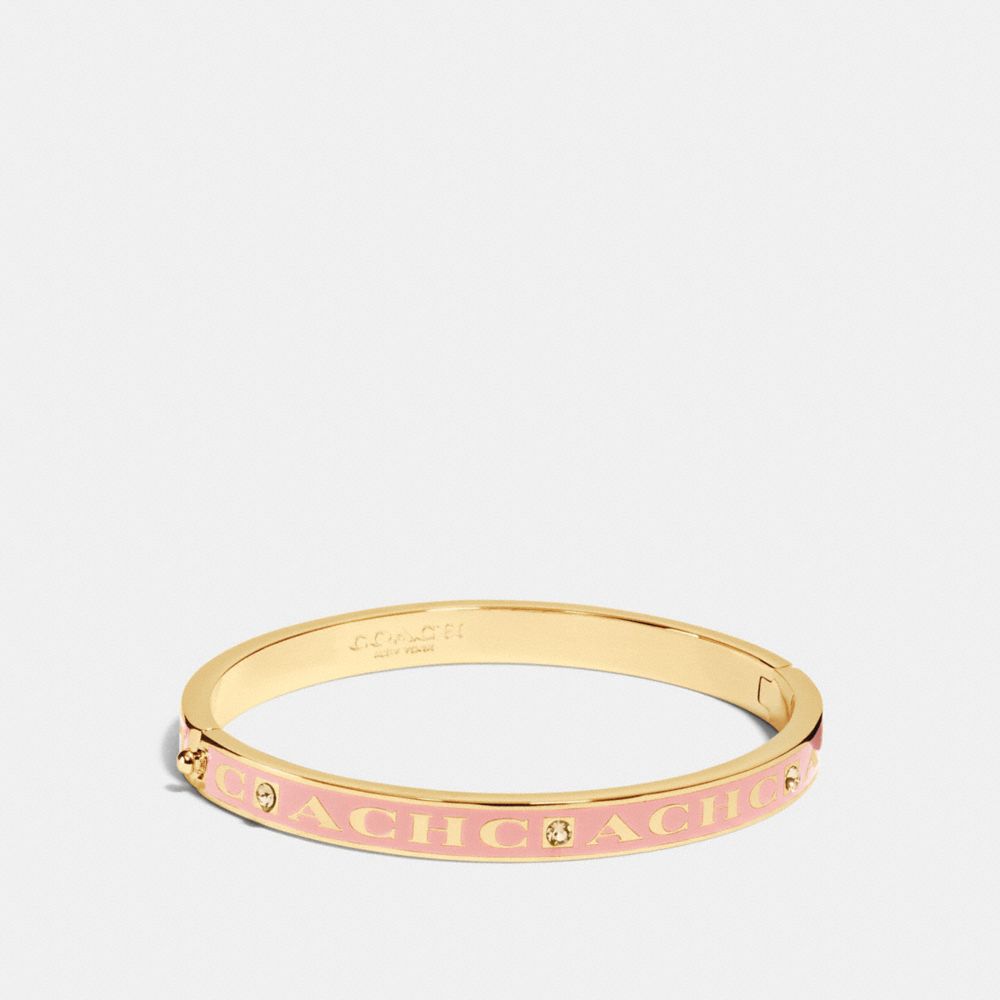 COACH PAVE HINGED ENAMEL BANGLE - COACH f90698 - GOLD/BLUSH