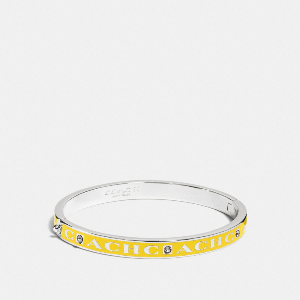 COACH PAVE HINGED ENAMEL BANGLE - COACH f90698 - SILVER/BANANA