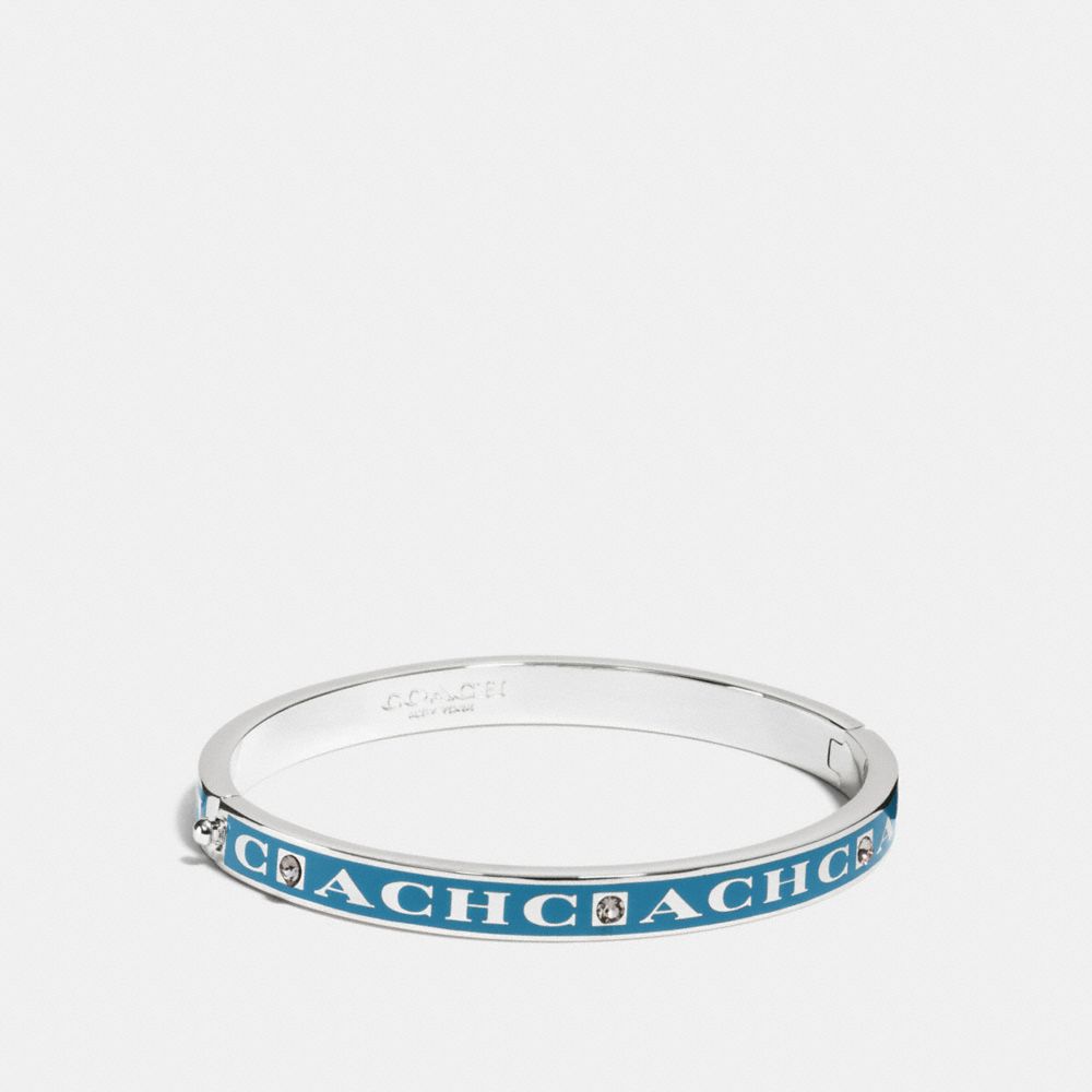 COACH PAVE HINGED ENAMEL BANGLE - COACH f90698 - SILVER/PEACOCK