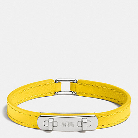 COACH LEATHER SWAGGER BRACELET - SILVER/BANANA - f90702