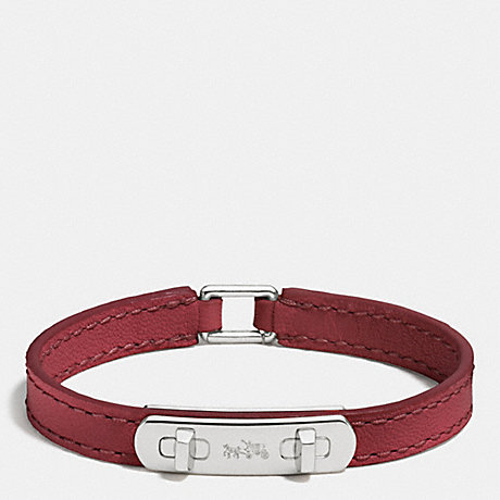 COACH LEATHER SWAGGER BRACELET - SILVER/BLACK CHERRY - f90702