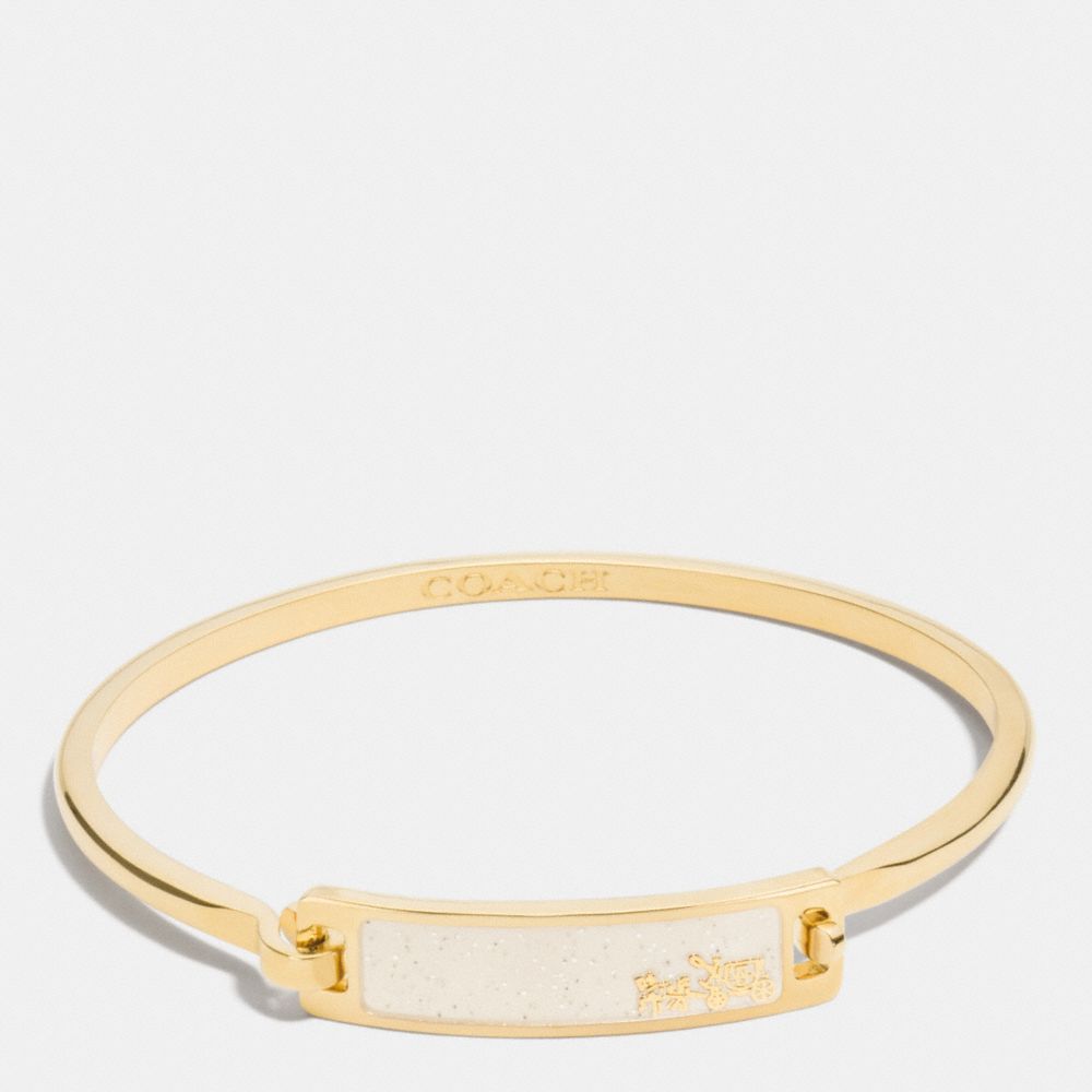 THIN ENAMEL PLAQUE TENSION BANGLE - COACH f90705 - GOLD/CHALK