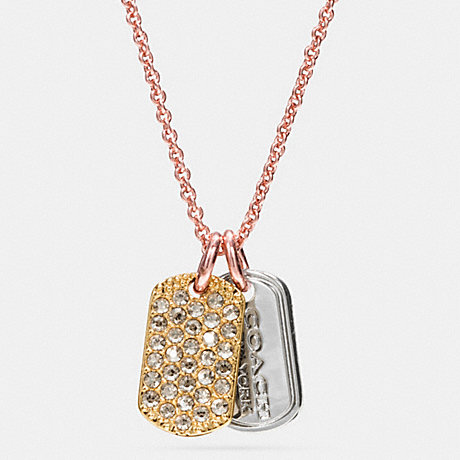 COACH PAVE MIXED TAGS NECKLACE - ROSEGOLD/SILVER - f90733