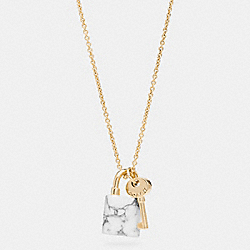 WHITE BUFFALO TURQUOISE LOCK AND KEY NECKLACE - COACH f90774 - GOLD/WHT BUFFALO TURQUOISE