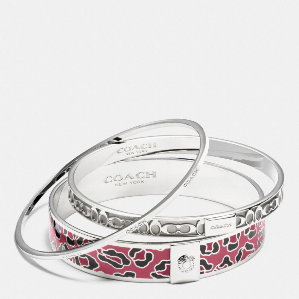 OCELOT BANGLE SET - COACH f90811 - SILVER/CRANBERRY